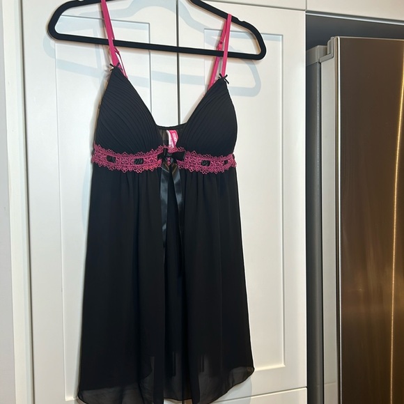 COSMOPOLITAN Black/Hot Pink Camisole Nightie Babydoll Lingerie Size XL - Picture 2 of 11